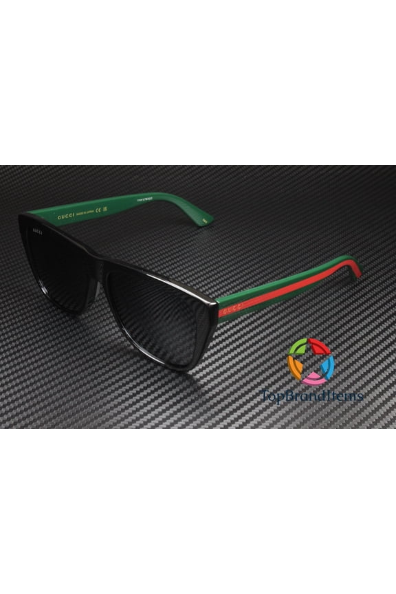 GG0926S 001 Squared Black Shiny Solid Grey 57 mm Men's Sunglasses