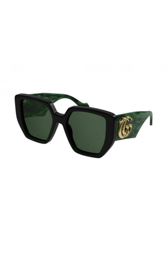 GG0956S 001 Rectangular Squared Black Shiny Green 54 mm Women's Sunglasses