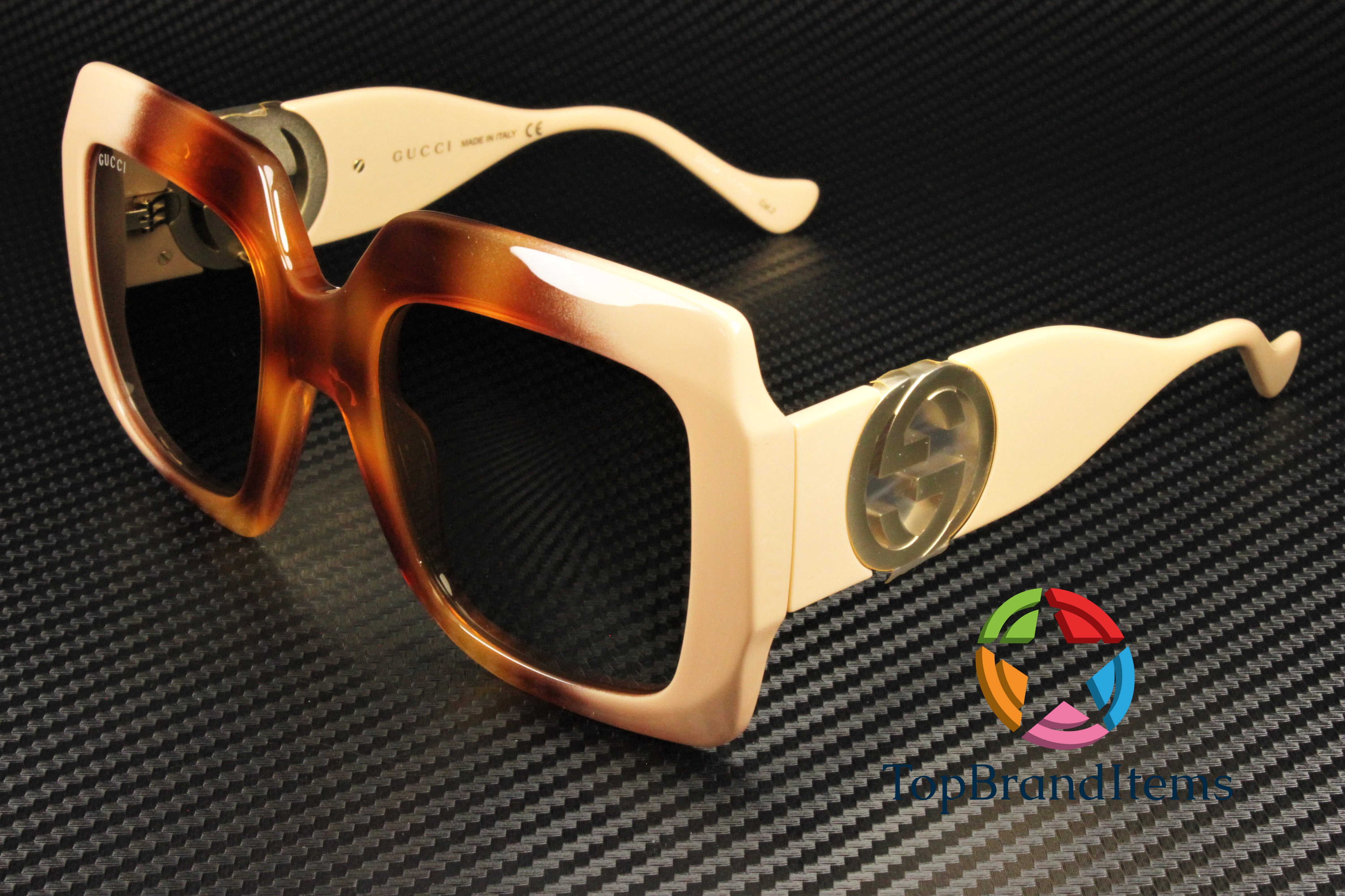 GUCCI GG1022S 003 Rectangular Square Havana Shiny Brown 54 