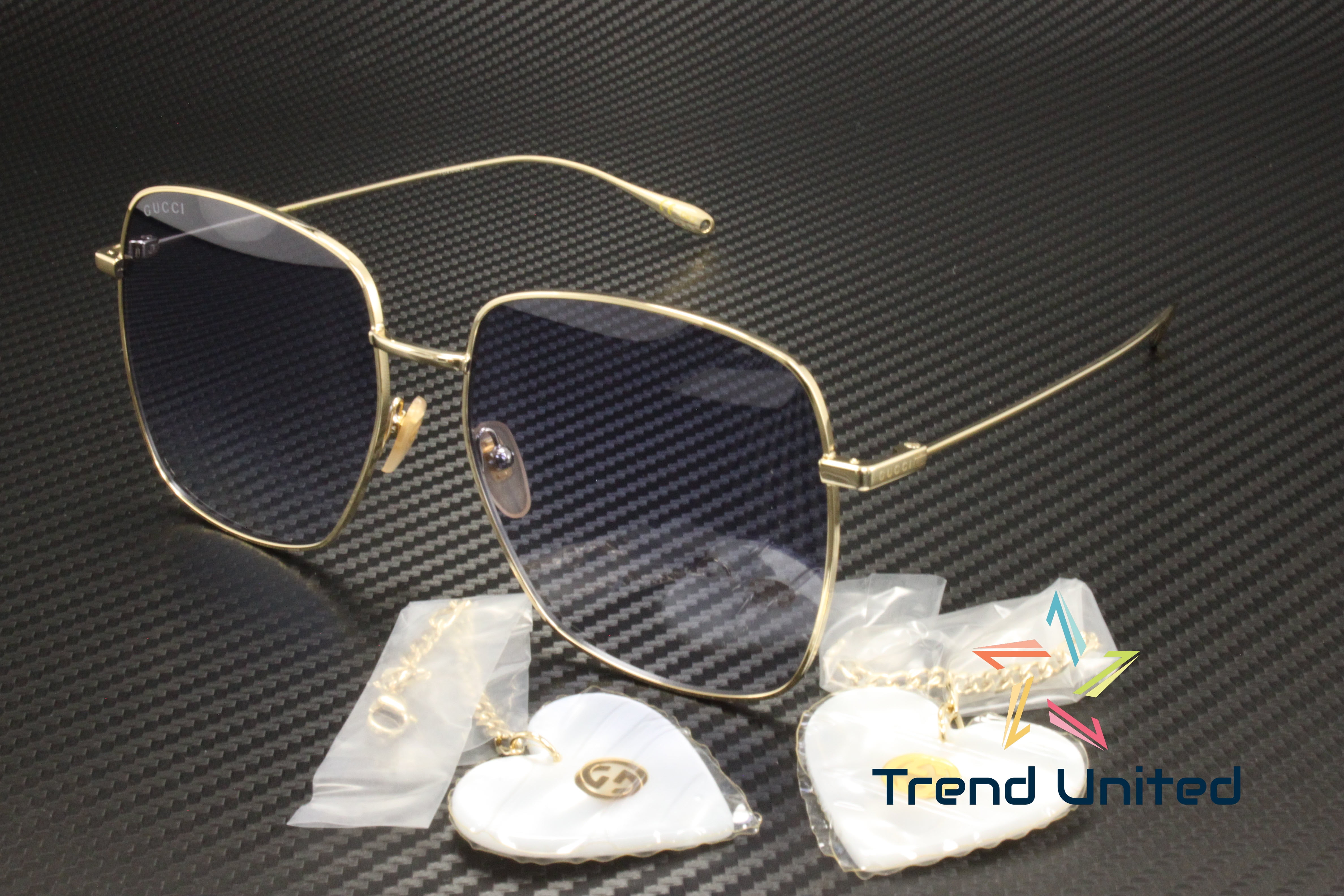 GUCCI GG1031S 004 Rectangular Squared Metal Gold Violet 59  display picture 1