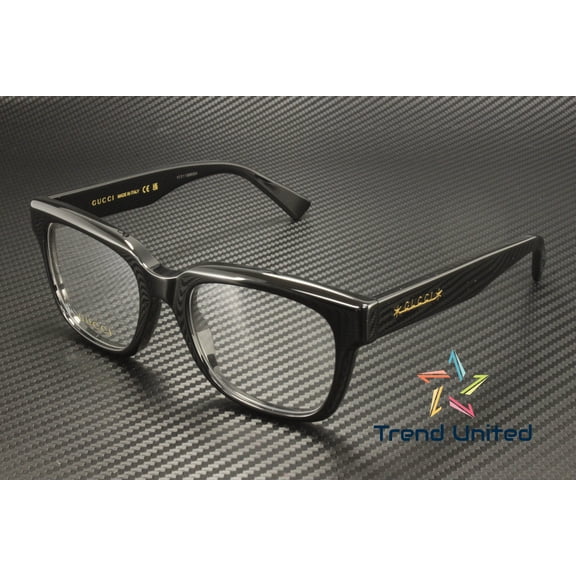 GUCCI GG1176O 001 Rectangular Squared Acetate Black 53 mm Men's Eyeglasses