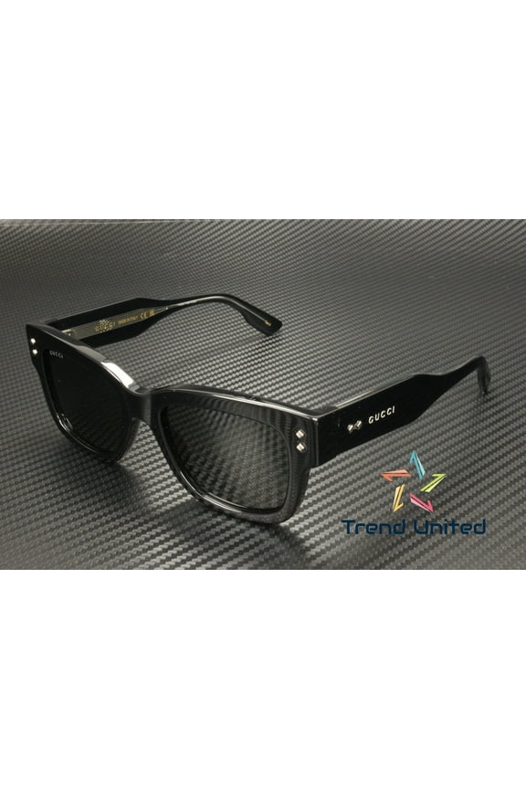 GG1217S 001 Rectangular Squared Acetate Black Grey 53 mm Men's Sunglasses