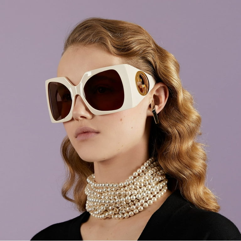 Gucci Women's Eyewear - GG1255S Wrap Around Sunglasses, Ivory