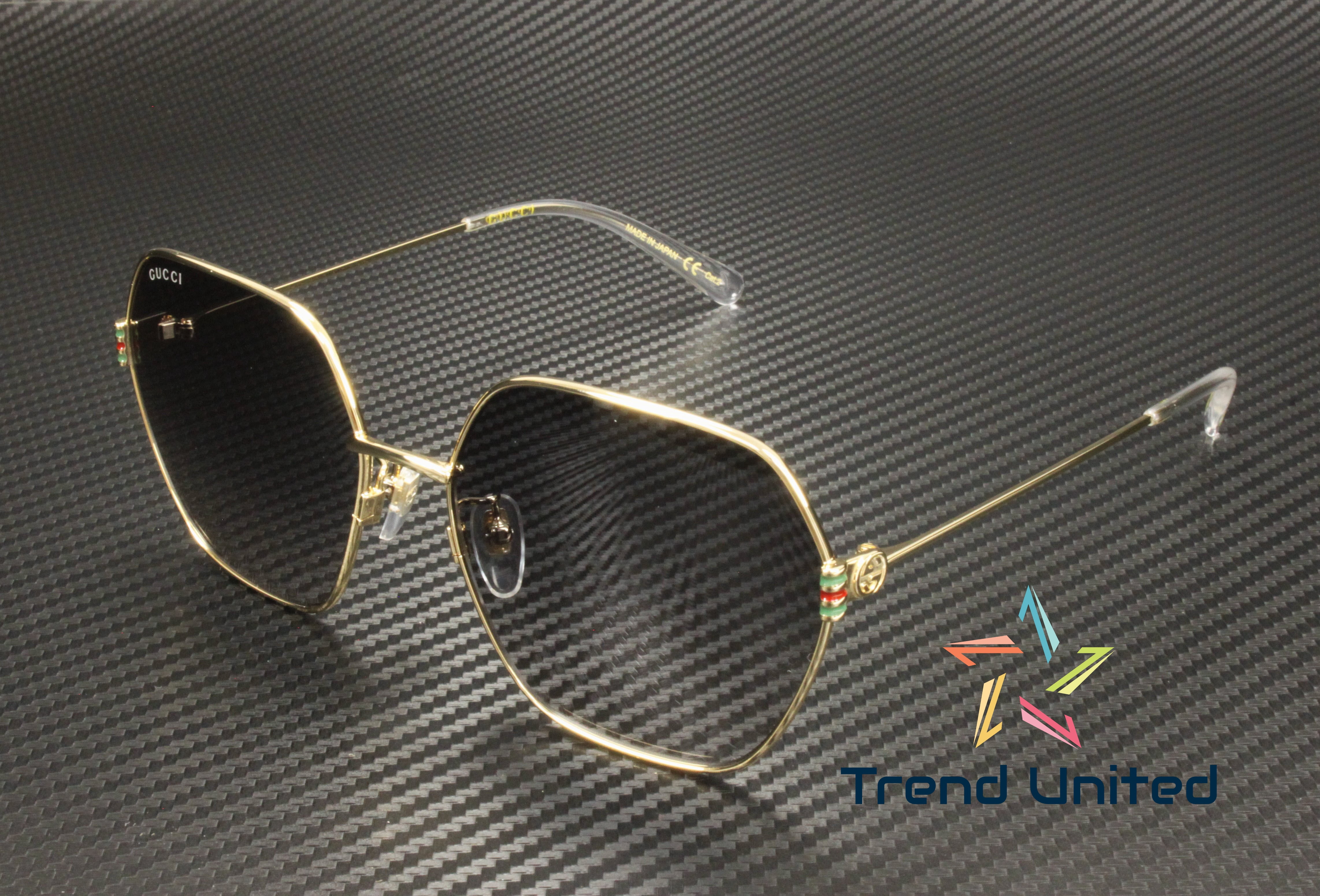 GUCCI GG1285SA 001 Rectangular Squared Metal Gold Grey 60 mm  display picture 3