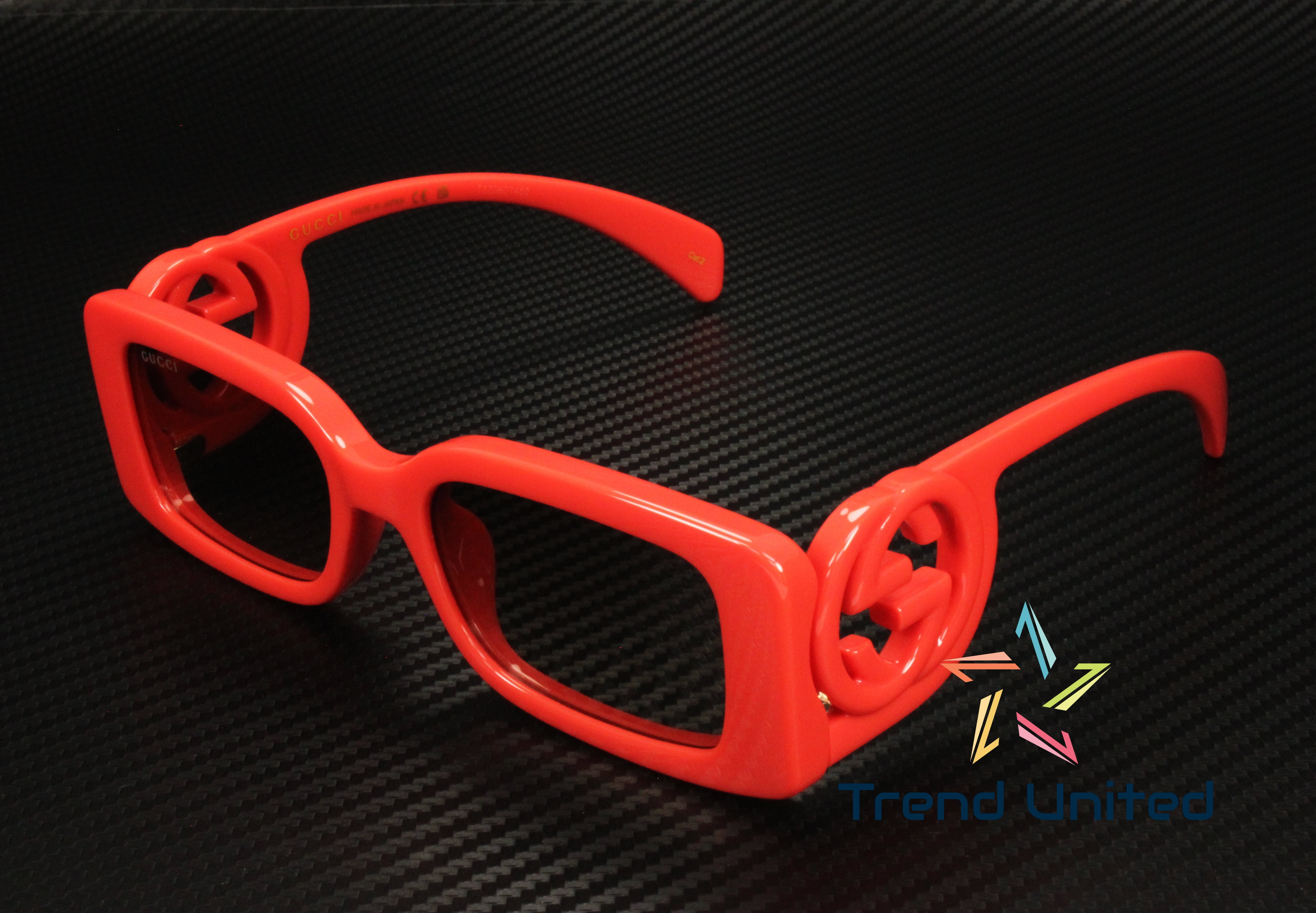 GUCCI GG1325S 005 Rectangular Squared Red Brown 54 mm Women's Sunglasses