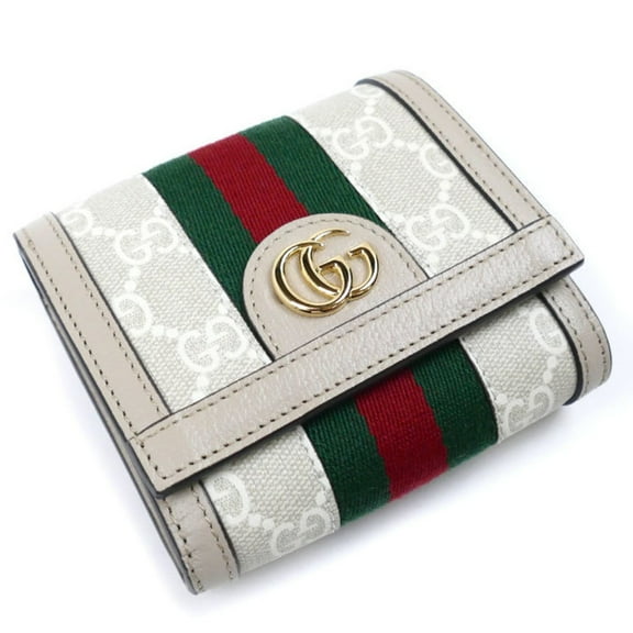 Pre-Owned GUCCI Ophidia GG Card Case Wallet Bi-fold Beige White 598662 UULAG 9682 Women's (Good)