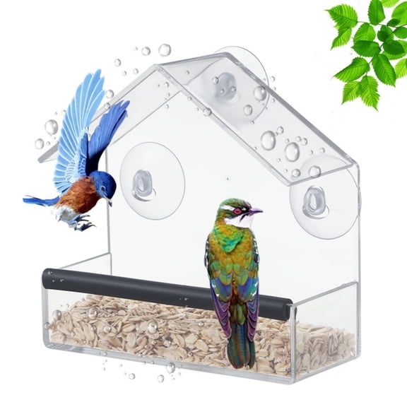 GUCHO Window Bird Feeder with 3 Extra Strong Suction Cups, Sturdy and Durable Acrylic Bird Feeders for Viewing Wild Bird Outside, as a Bird Watching Gift, Outdoor Bird Feeder, and Garden Decor
