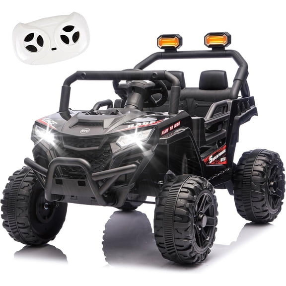 GUCOGUKA 12V 2WD Kids Ride On UTV W/ 2.4G PC, Anti-Collision Bar, High Chassis, Anti-Slip Wheels & 4-Wheel Suspension, Upgraded Battery, Safe Speed of 1.86-3.11mph for Kids Aged 3-5, Black