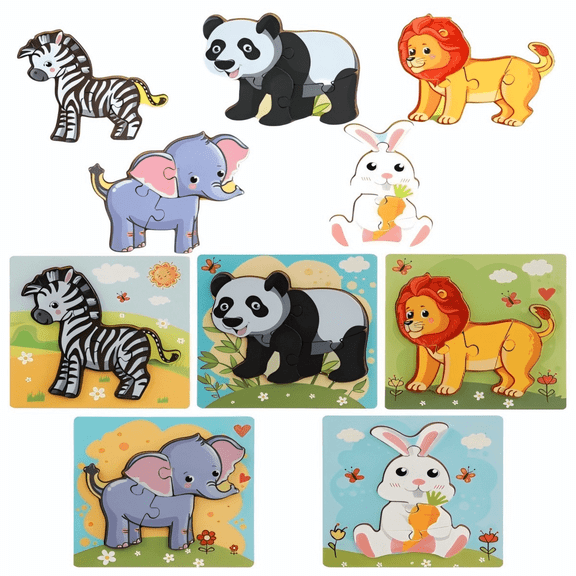 Wooden Toddler Puzzles for Kids Ages 2-5, Montessori Toys for 3 Year Old, Animal Toddler Toys Ages, 5-Pack Learning Toddler Puzzle