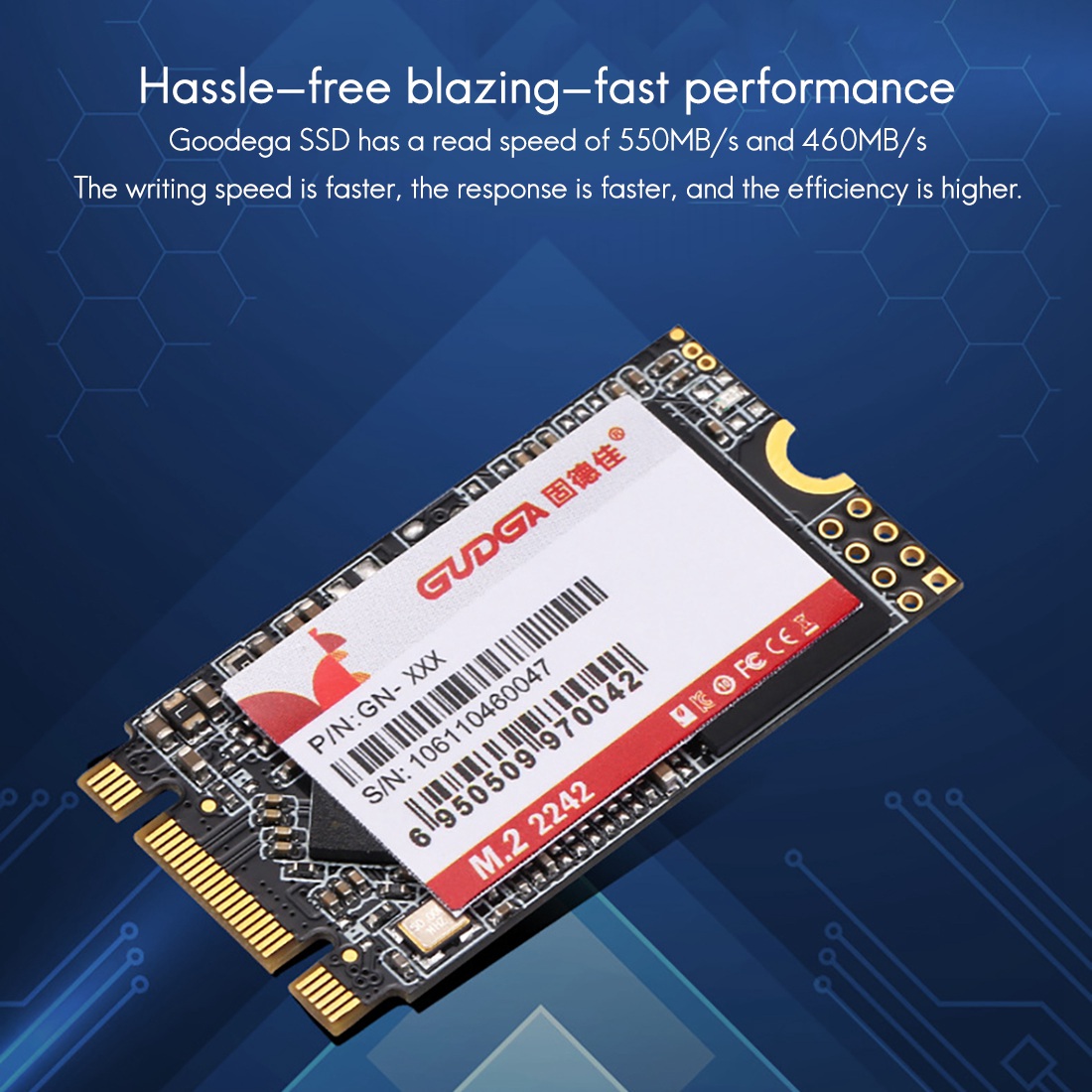 GUDGA NGFF SSD 128GB M.2 NGFF 2242 SATA III Internal Solid State Drive