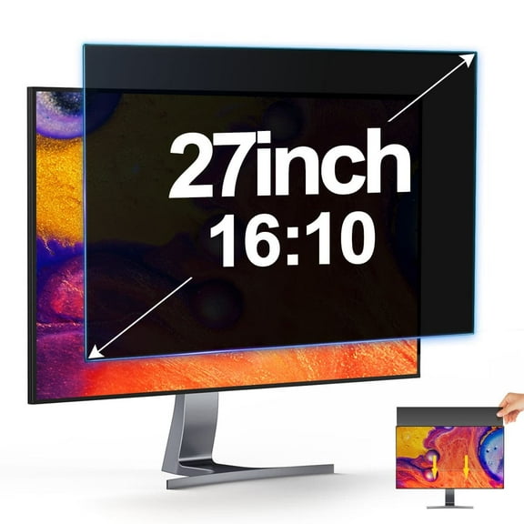 GUDTEKE 27" Computer Privacy Screen Protector for 16:10 Widescreen Monitor, Removable Anti-Glare Screen Filter