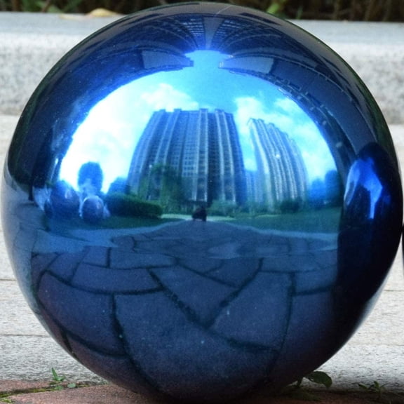 GUENG 10 Inch Red Stainless Steel Gazing Ball, Polished Reflective Garden Sphere, Shiny Decorative Globe for Home Yard DecorationBlue
