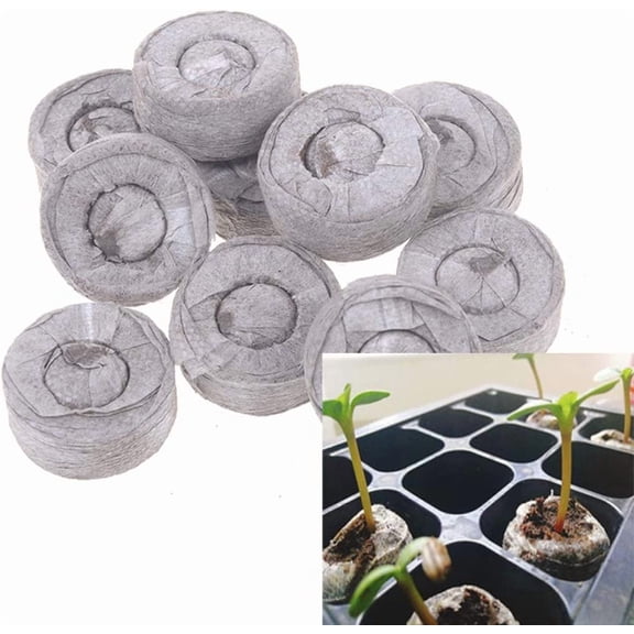 GUENG 100 Pcs 30mm Peat Pellet Seed Starters, Expanding Fiber Soil Pods for Seed Germination Direct Transplant Planting
