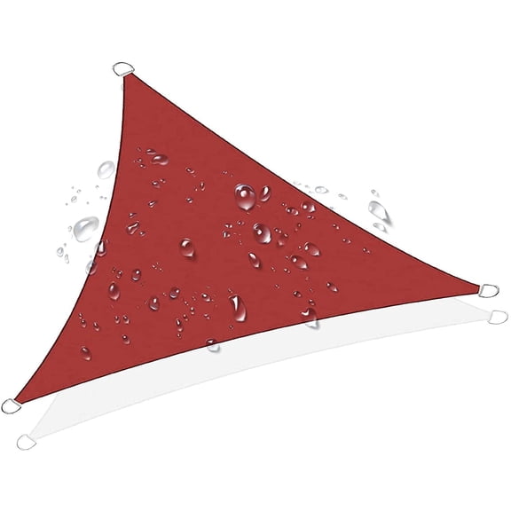 GUENG 10x10ft Triangle Sun Shade Sail, Waterproof UV Block Polyester Outdoor Canopy Awning with Mount Ropes for Patio Backyard Garden