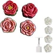 GUENG 150g Mooncake Mold with 4 Stamps, Hand Press Baking Tool for Pastries & Desserts 3in Rose 150g