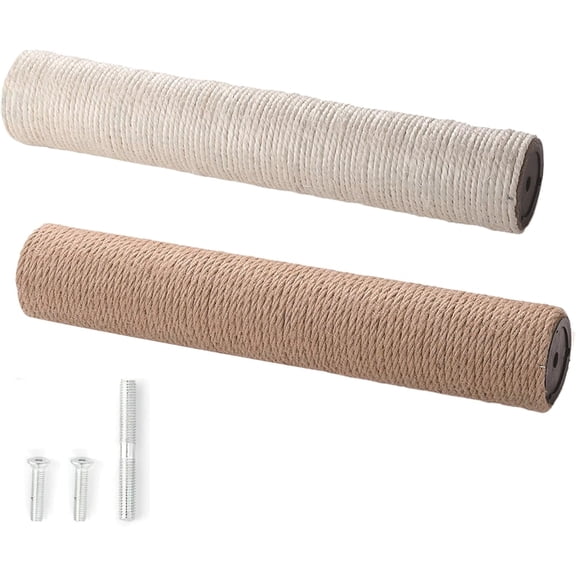 GUENG 2 Pack 15 Inch Wall Mount Cat Scratching Post Replacement, Natural Sisal & Jute Refill Scratcher Poles with Mounting Screws for Indoor Cat Tree