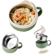 GUENG 2 Pack Spill Proof Scoop Bowls with Suction Base, Stainless Steel Liner for ElderlyGreen