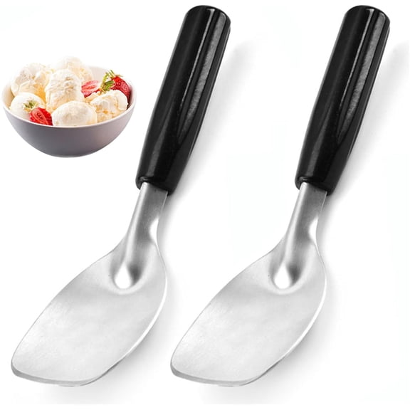 GUENG 2 Pack Stainless Steel Ice Cream Paddles, Heavy Duty Flat Spade with Non-Slip Grip