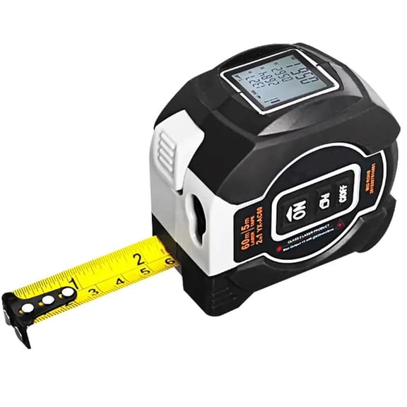 GUENG 2-in-1 Rechargeable Laser Tape Measure, 196Ft/60M Laser & 16Ft/5M Auto-Lock Steel Tape, Digital Distance Meter with Area Volume Pythagorean Modes