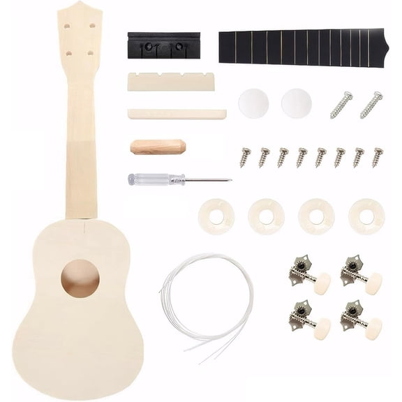 GUENG 24 Inch DIY Build Your Own Ukulele Kit, Paintable Wooden Instrument for Kids & Adults