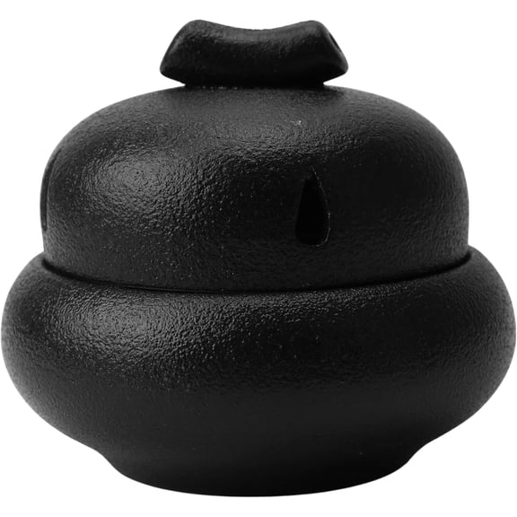 GUENG 3.7 Inch Matte Ceramic Garlic Keeper with Lid, Ventilated Countertop Garlic Storage Jar, Food Grade Container for Garlic Peppers