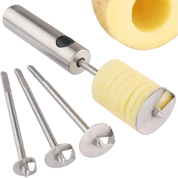 GUENG 4 Size Stainless Steel Veggie Core Drill Set, Detachable Fruit Vegetable Corer Spiral Cutter for Potato Zucchini Pear Carrot