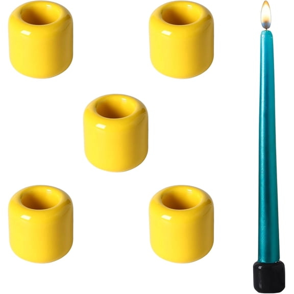 GUENG Ceramic Candle Holder Set, Yellow