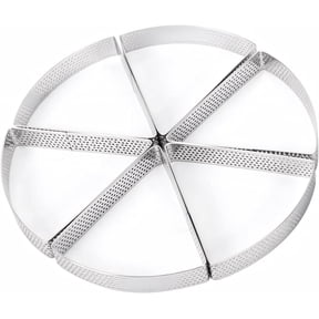 GUENG 6 Pack Stainless Steel Perforated Tart Rings, Heat Resistant Reusable Pastry Molds for Muffins, Mini Cakes, Cheesecakes & Cookies