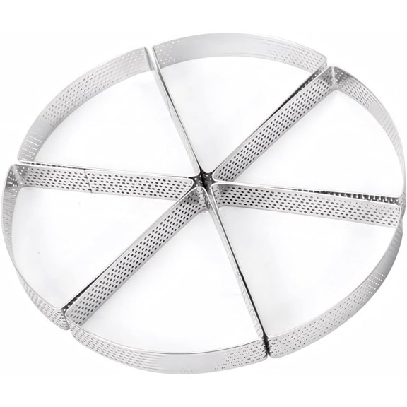 GUENG 6 Pack Stainless Steel Perforated Tart Rings, Heat Resistant Reusable Pastry Molds for Muffins, Mini Cakes, Cheesecakes & Cookies