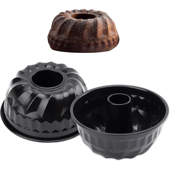 GUENG 8.5 Inch Nonstick Fluted Bundt Cake Pan, Carbon Steel Tube Baking Mold for Cakes & Desserts