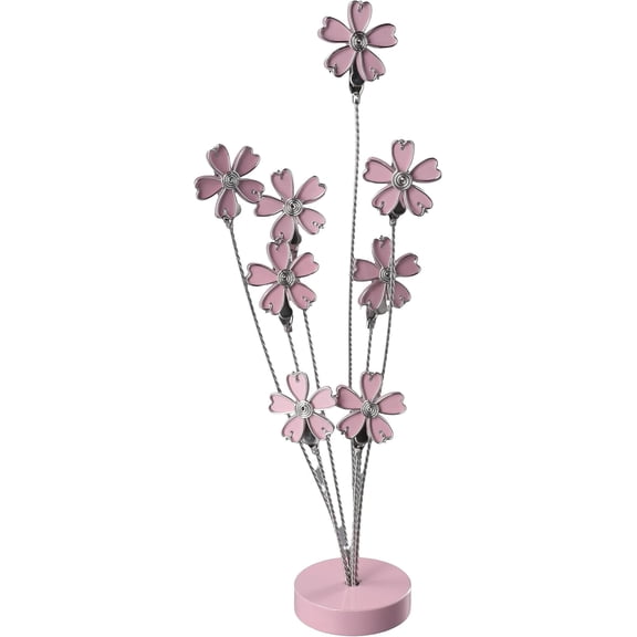 GUENG 8 Clips Cherry Blossom Photo Memo Holder, Pink Silver Metal Flower Tree Desk Stand for Pictures Notes Cards