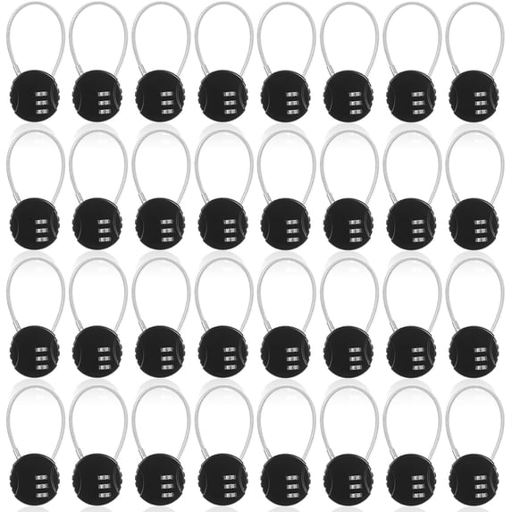 GUENG 8-Pack Combination Cable Locks, Resettable Wire Locks for Luggage, Lockers & Backpacks(Black)