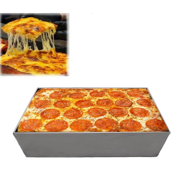 GUENG 9 Inch Square Detroit Style Pizza Pan, Hard Anodized Thick Aluminum Deep Dish Baking Pan for Pizza Cake Brownie