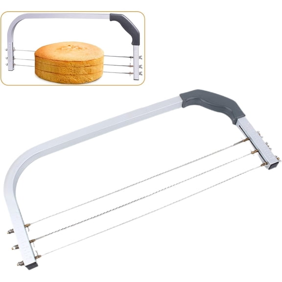 GUENG Adjustable Stainless Steel Cake Leveler Slicer, 3 Wires Layer Cutter with Anti-Slip Handle for Wedding Birthday Layer Cakes