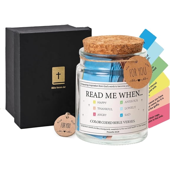 GUENG Bible Verse Jar, Read Me When Scripture Prayer Jar with 90 Color-Coded Verses, Inspirational Christian Gift (A)