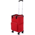 thumbnail image 1 of GUENG Foldable Shopping Cart with Insulated Cooler Bag, 4-Wheel Grocery Cart with Adjustable Handle(Red), 1 of 8