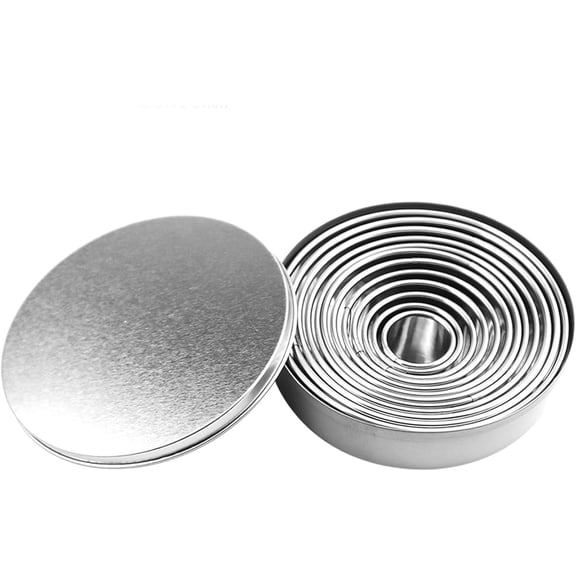 GUENG Mini Stainless Steel Cookie Cutters, 3 Sizes DIY Baking Molds with Storage Tin (12Pcs)