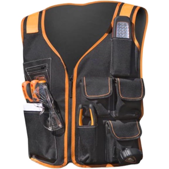 GUENG Multi-Pocket Oxford Tool Work Vest, Lightweight Adjustable Utility Vest with Large Storage Pouches for Carpenter Electrician Repair Work
