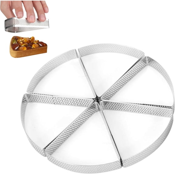GUENG Perforated Fan-Shaped Tart Rings, 304 Stainless Steel Ventilated Pastry Mousse Baking Rings (Silver, 12cm)