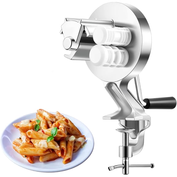 GUENG Stainless Steel Manual Pasta Maker, Hand Crank Noodle Roller for Cavatelli Gnocchi Macaroni