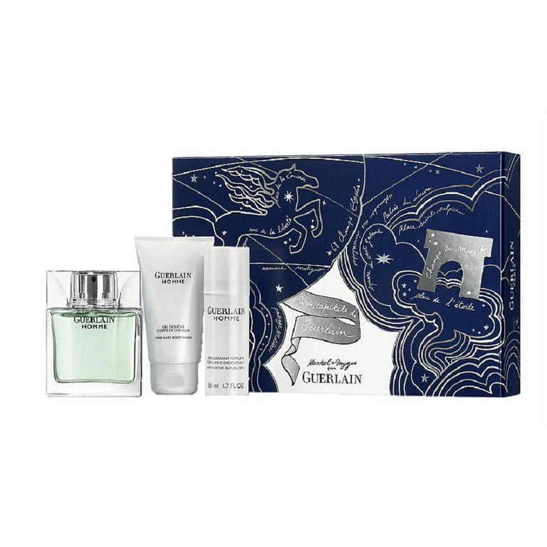 GUERLAIN HOMME 2.7 oz. EDT Spray Cologne 2.5 body wash 1.7 deo