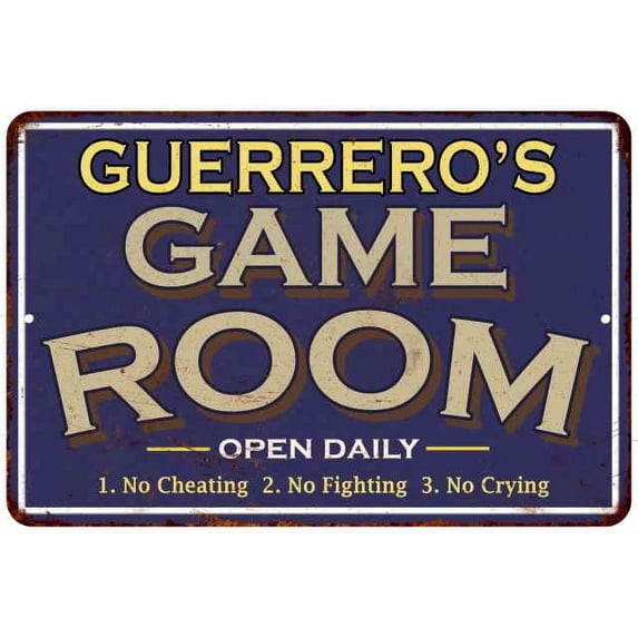 GUERRERO'S Blue Game Room Gift Sign Metal Wall Decor 12x18 112180002177