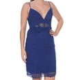 thumbnail image 1 of GUESS $128 Womens New 1442 Blue Lace Cut Out V Neck Sheath Dress 4 B+B, 1 of 2