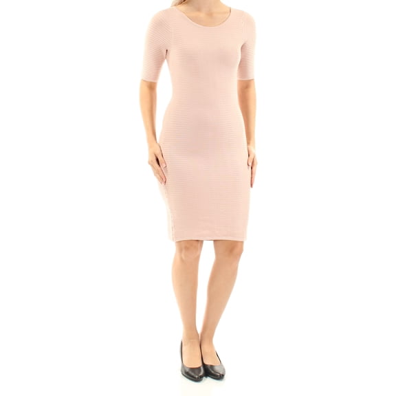 GUESS $89 Womens New 1200 Pink Scoop Neck Body Con Dress L B+B