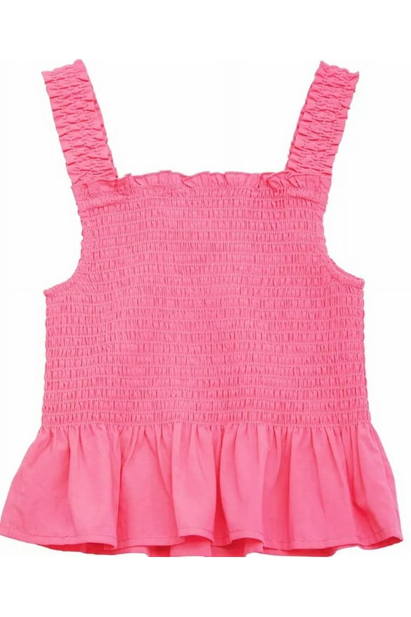 Big Girls Smocked Poplin Tank, 12
