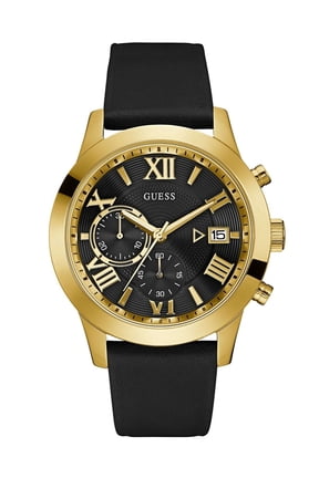 Classic Black Genuine Leather Chronograph Watch with Date U0669G4