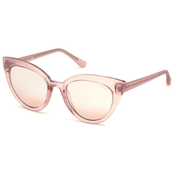 GUESS GU7628 74U Sunglasses Pink Transparent Frame Bordeaux Mirrored Lenses 52mm