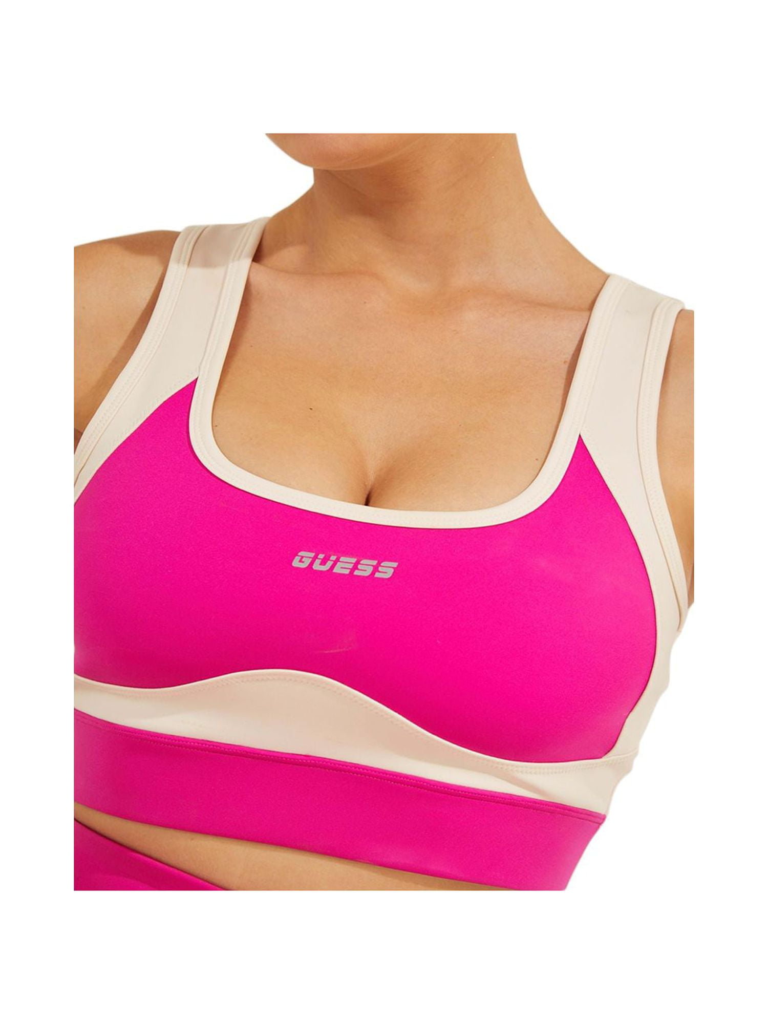 GUESS Intimates Pink Compression Cutouts at back Square neckline Sports Bra  L 