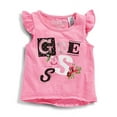 thumbnail image 1 of GUESS Kids Girls Little Girl Mixed Media Logo Top  PINK (2T), 1 of 3