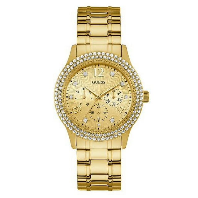 GUESS LADIES GOLD TONE CASE GOLD TONE STAINLESS STEEL WATCH U1097L2